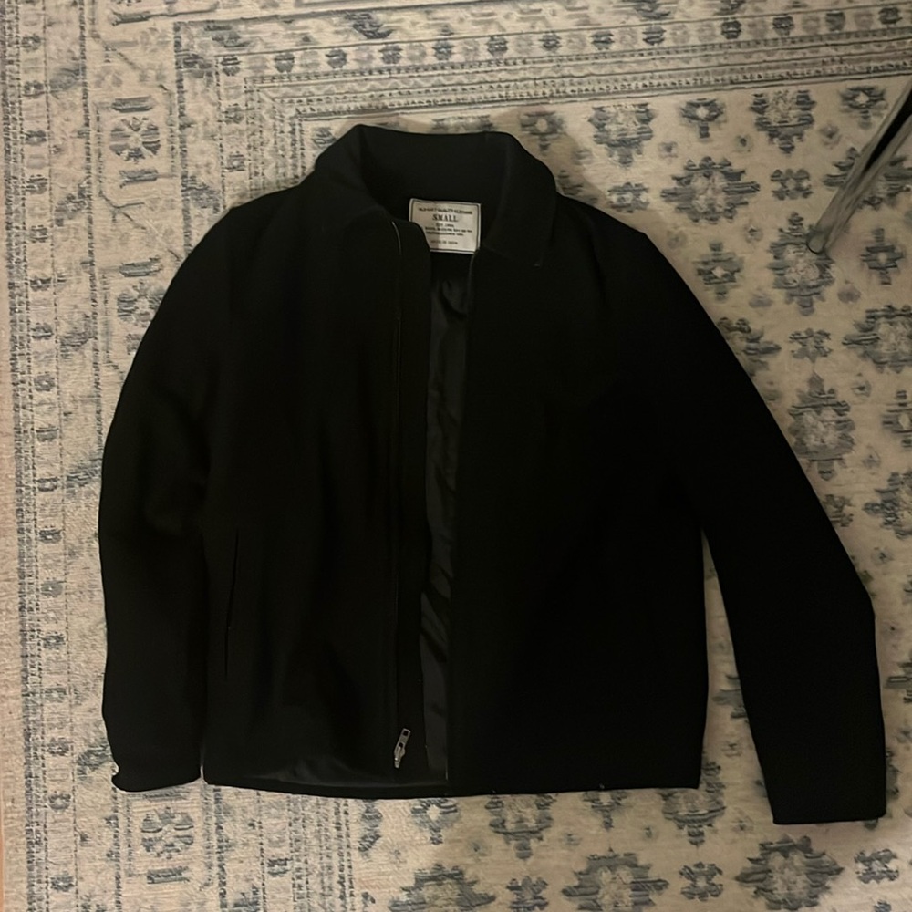 Old Navy Small Men’s Zip Cropped Pea Coat - Black - Recycled Wool
